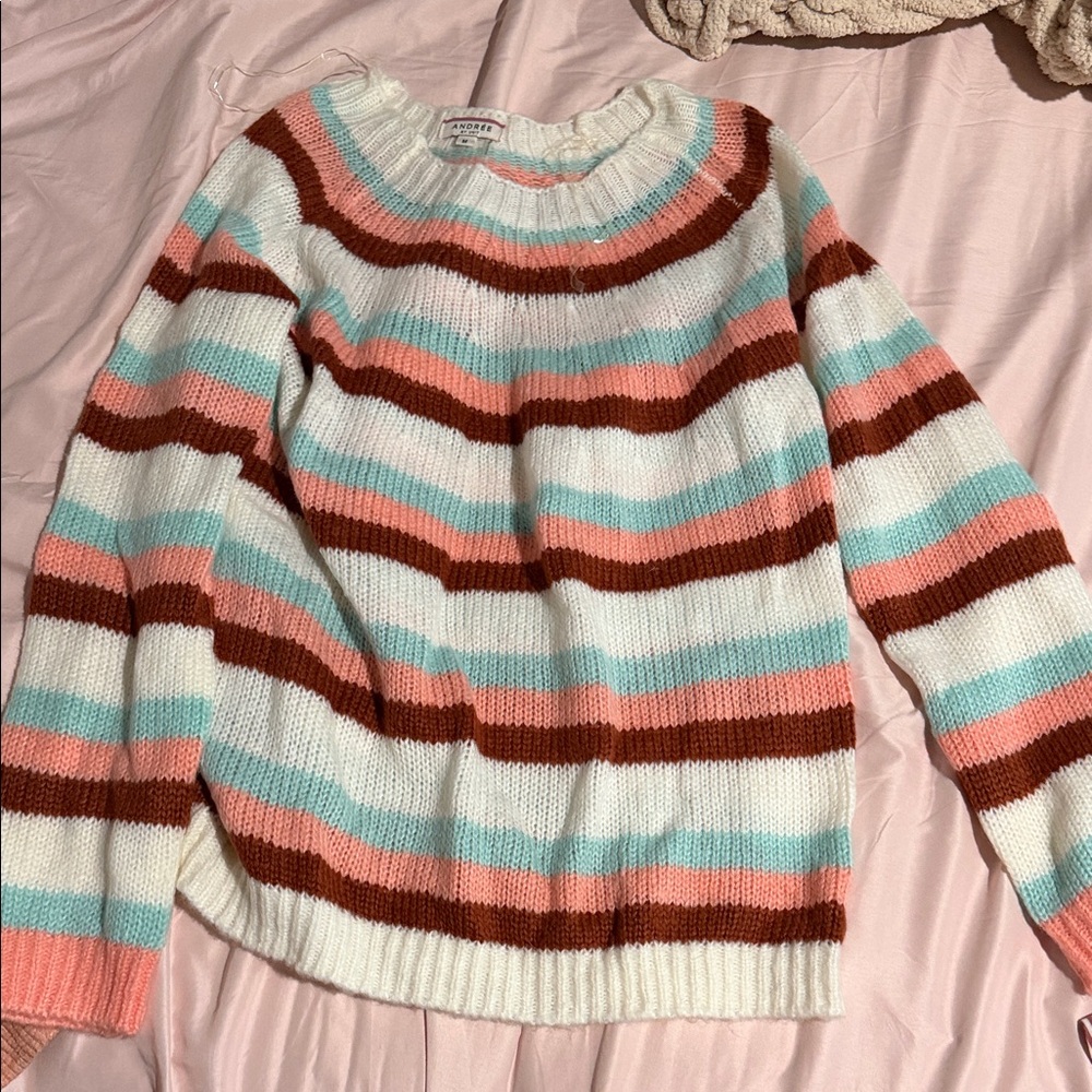 Andree Pastel Striped Crew Neck Sweater